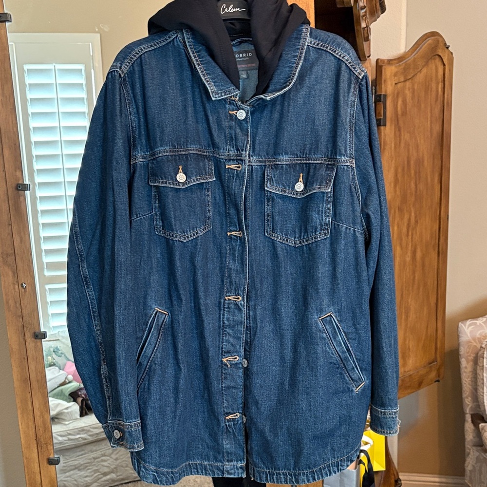 Torrid Dark Blue Denim Hooded Jacket